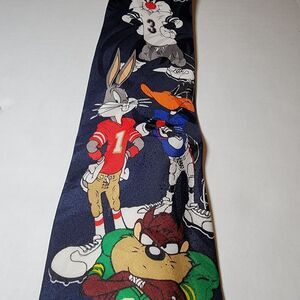 Looney Tunes Mania 1996 Tie Navy Character Sports Pose - 100% Polyester
